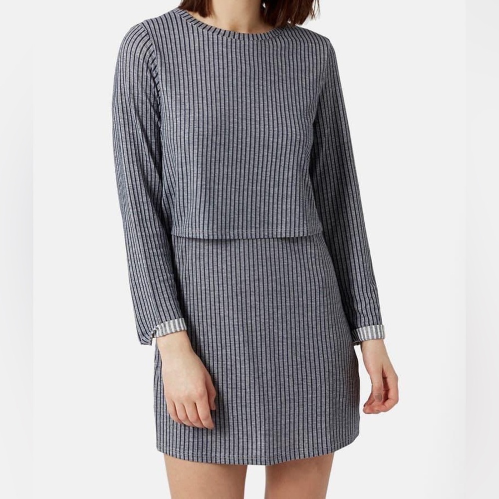 Topshop striped ribbed dress
